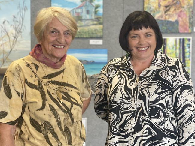 Woollam Art on Show Awards guest judge Dr Anneke Silver with coordinator Melissa Broadhurst at Mackay Showgrounds. Photo: Zoe Devenport