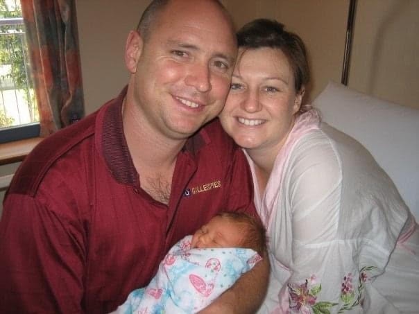 Steve and Renee Zmuda with their then baby Charlize.