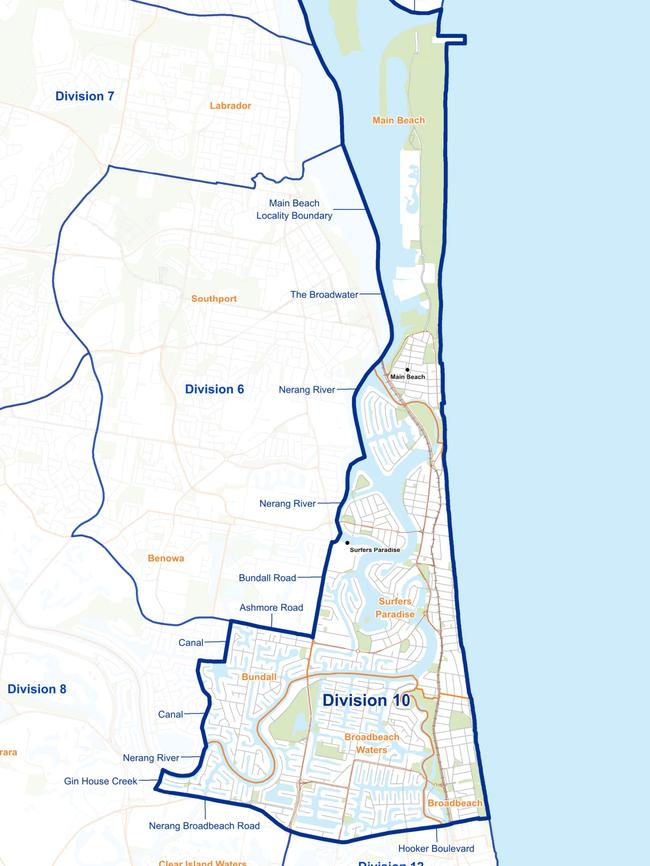 Gold Coast Division 10 Electoral Commission map 2020. Photo: ECQ