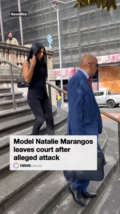 Model Natalie Marangos leaves court after alleged attack