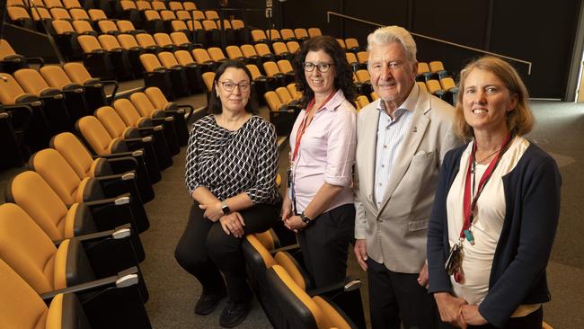 UTAS hosting a Parkinson disease symposium, Professor of Neuroscience University of Sydney Glenda Halliday, Associate Professor Neurology UTAS Jane Alty, facilitator WINGS 4 Parkinson's Harley Stanton and Associate Professor at Menzies Institute for medical Research UTAS Michele Callisaya. Picture: Chris Kidd