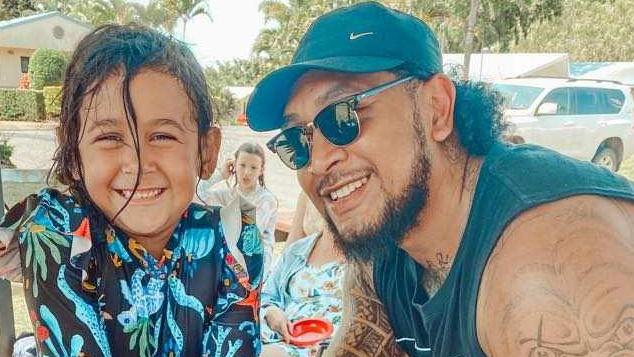 Dee Tiaaleaiga pictured with his daughter at a birthday party.