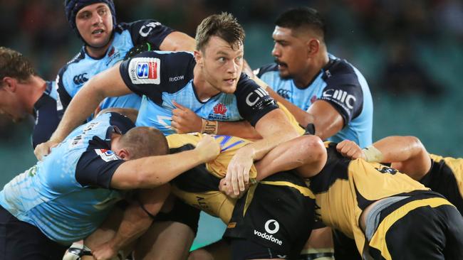 Jack Dempsey of the Waratahs  during the NSW Waratahs v Western Force round 1 Super Rugby match at Allianz Stadium, Sydney. pic Mark Evans