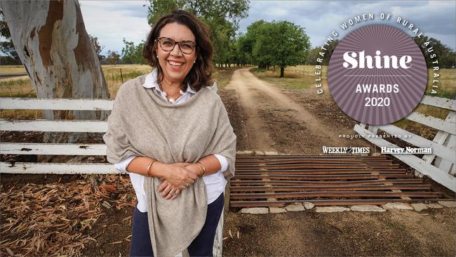 Simone Dudley on her family farm at Deniliquin, NSW, where she runs Therapy Connect telehealth therapy service. Simone is the 2020 Shine Awards Belief category winner. Picture: Brad Newman