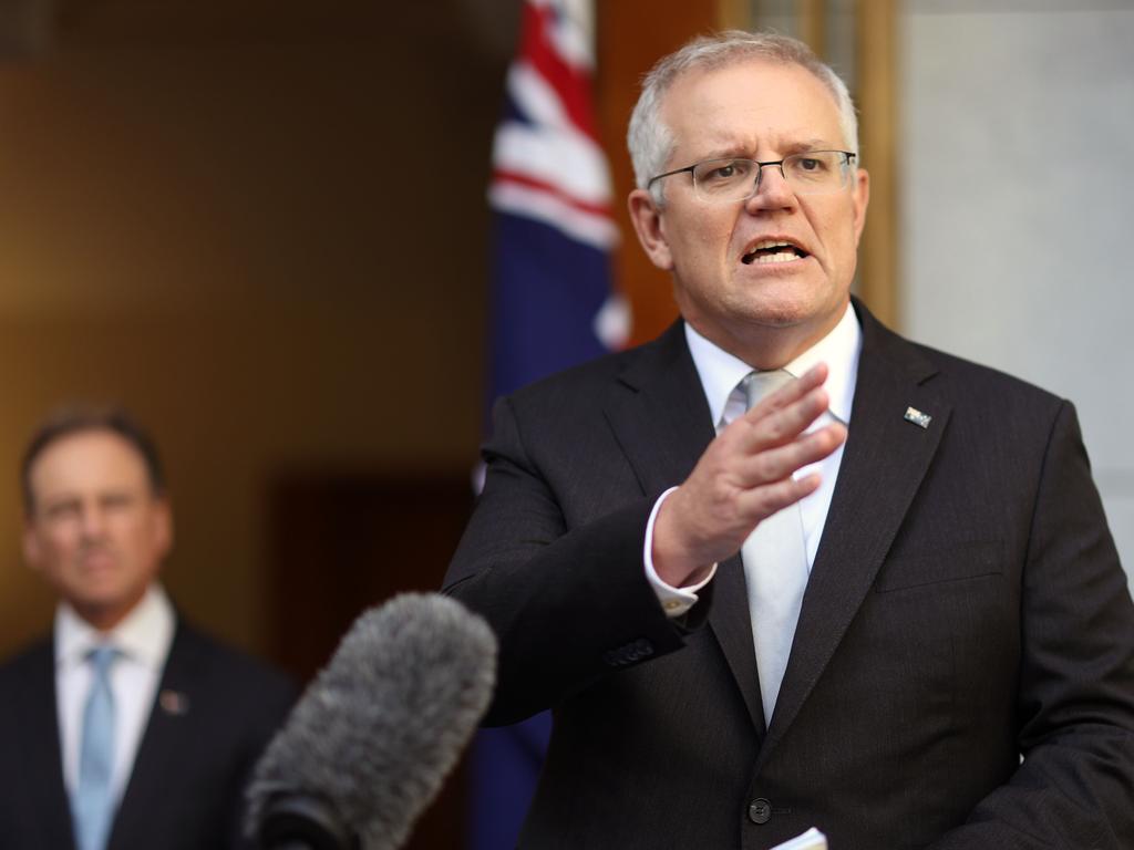 Scott Morrison says Australia’s success in avoiding the worst of the virus means its rollout strategy is ‘not a race’. Picture: NCA NewsWire/Gary Ramage