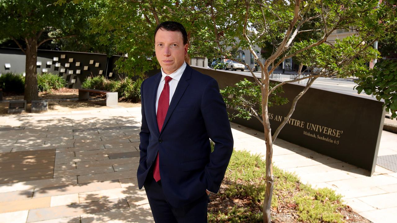 Dr Dvir Abramovich at the Raoul Wallenberg Memorial garden in St Kilda. Picture: Stuart McEvoy/The Australian