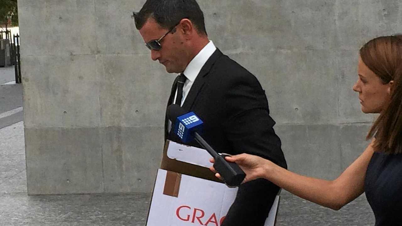 Accused murderer Shane Anthony Eric Hansen leaves the Brisbane Supreme Court on Monday. Picture: Geoff Egan / ARM NEWSDESK