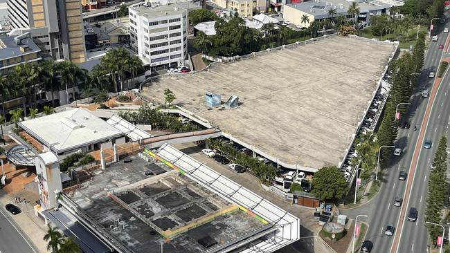 An aerial image of the Bruce Bishop carpark in Surfers Paradise. Picture: Telly Karadimos