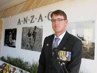 LEGACY CONTINUES: Jamie Tanner gave the Anzac address at Fromelles Manor yesterday. Picture: Andy Parks