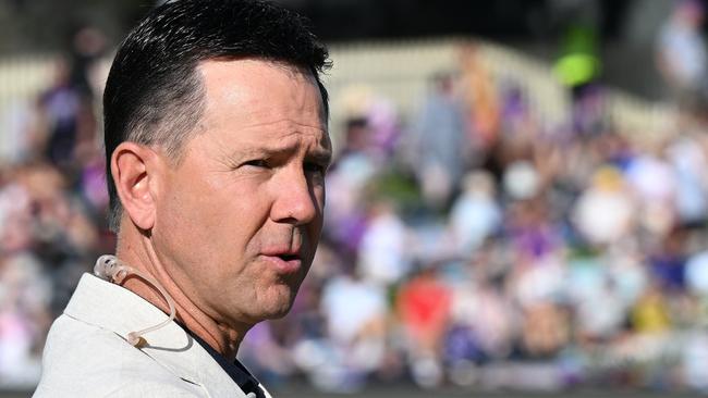 HOBART, AUSTRALIA - JANUARY 27: Ricky Ponting is seen during the BBL The Final match between Hobart Hurricanes and Sydney Thunder at Ninja Stadium on January 27, 2025 in Hobart, Australia. (Photo by Steve Bell/Getty Images)