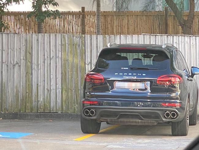 A car without a permit displayed pictured impeding a disabled space at a 7/11 service station in Runaway Bay. Picture: Facebook/Australian Disability Parking Wall of Shame.