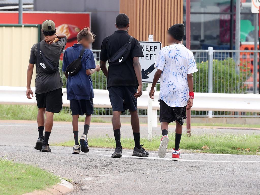 Group of youth roaming the streets in Mount Isa. Picture: Liam Kidston