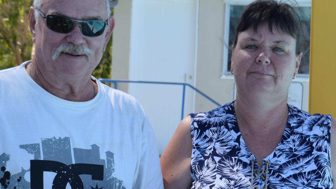 Kathy Spry (right) thanks Ron Birch for his coaching efforts during the 2017 swimming club season.