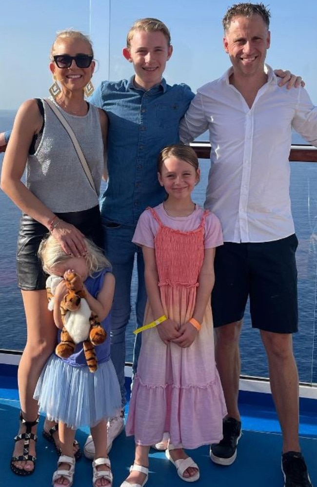 Carrie, Chris and kids Oliver, Adelaide and Evie. Picture: Instagram