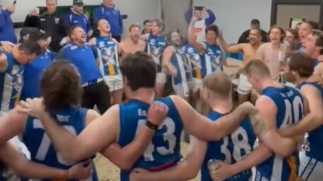 ‘Join in the chorus’: the Kanga-Rams belt out the song on Saturday. Picture: Supplied