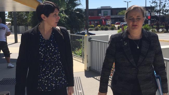 Defence solicitor for PCYC Queensland Geraldine Dann (right) with a colleague at Pine Rivers Magistrates Court on November 11 last year.