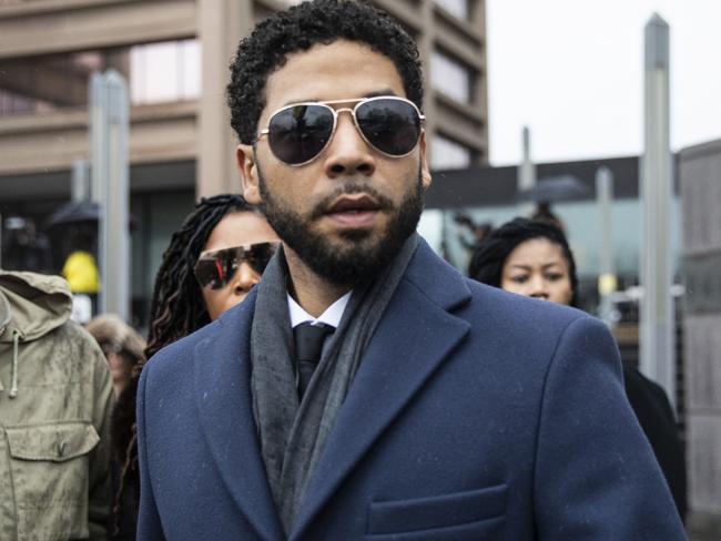 Empire actor Jussie Smollett, leaves the Leighton Criminal Court Building after charges against him were dropped. Picture: AP