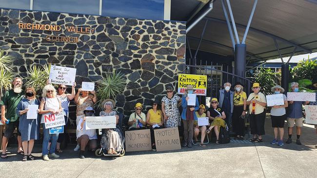 Residents protesting the possible Richmond Valley incinerator previously.