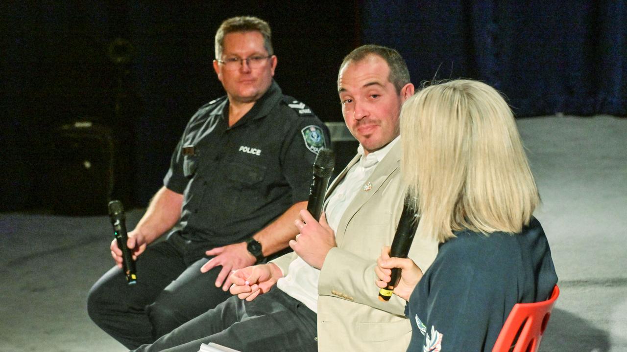 First responders and Ben chatting during a Q&amp;A. Picture: Brenton Edwards