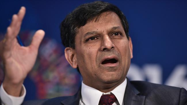 Former Reserve Bank of India Governor Raghuram Rajan speaks at the 2016 International Monetary Fund in 2016.