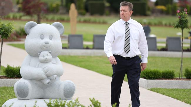 Pinegrove Memorial Park’s family services manager Michael Bridges in the new dedicated burial area for babies and children, regarded as the largest in the southern hemisphere. Picture: AAP/Angelo Velardo