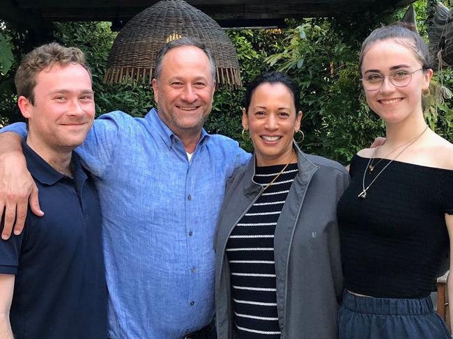 Kamala Harris and Douglas Emhoff with her stepchildren Cole and Ella.