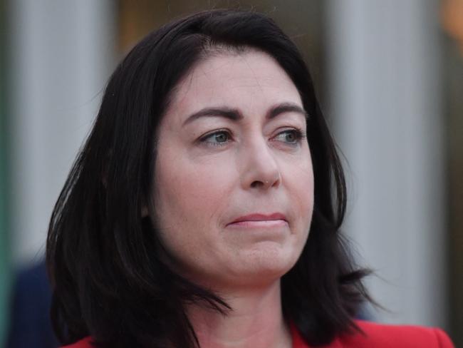 Shadow Minister for the Environment Terri Butler speaks at a candlelight vigil by parliamentarians, for domestic violence murder victim Hannah Clarke and her children, at Parliament House in Canberra, Wednesday, February 26, 2020. (AAP Image/Mick Tsikas) NO ARCHIVING