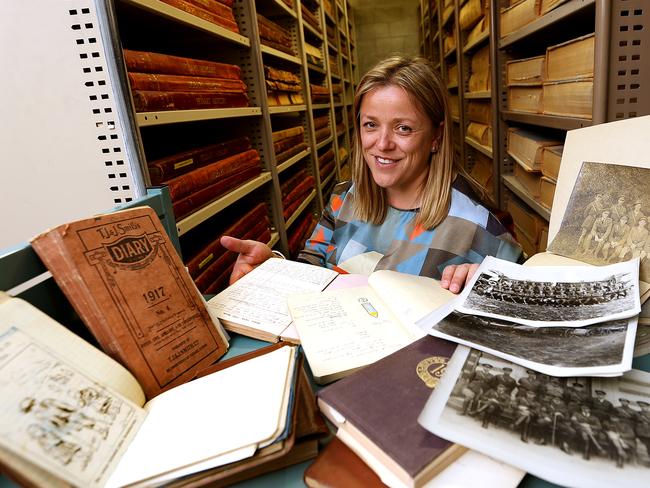 new exhibition in the foyer of the Hobart LINC. exhibition curator Anna Zylstra looks over diaries and photo's tracing the war experiences of Sir William Crowther (born in Hobart 1887) who joined the Australian Imperial Forces as a medical officer and served at Gallipoli and the Western front as part of WW1.