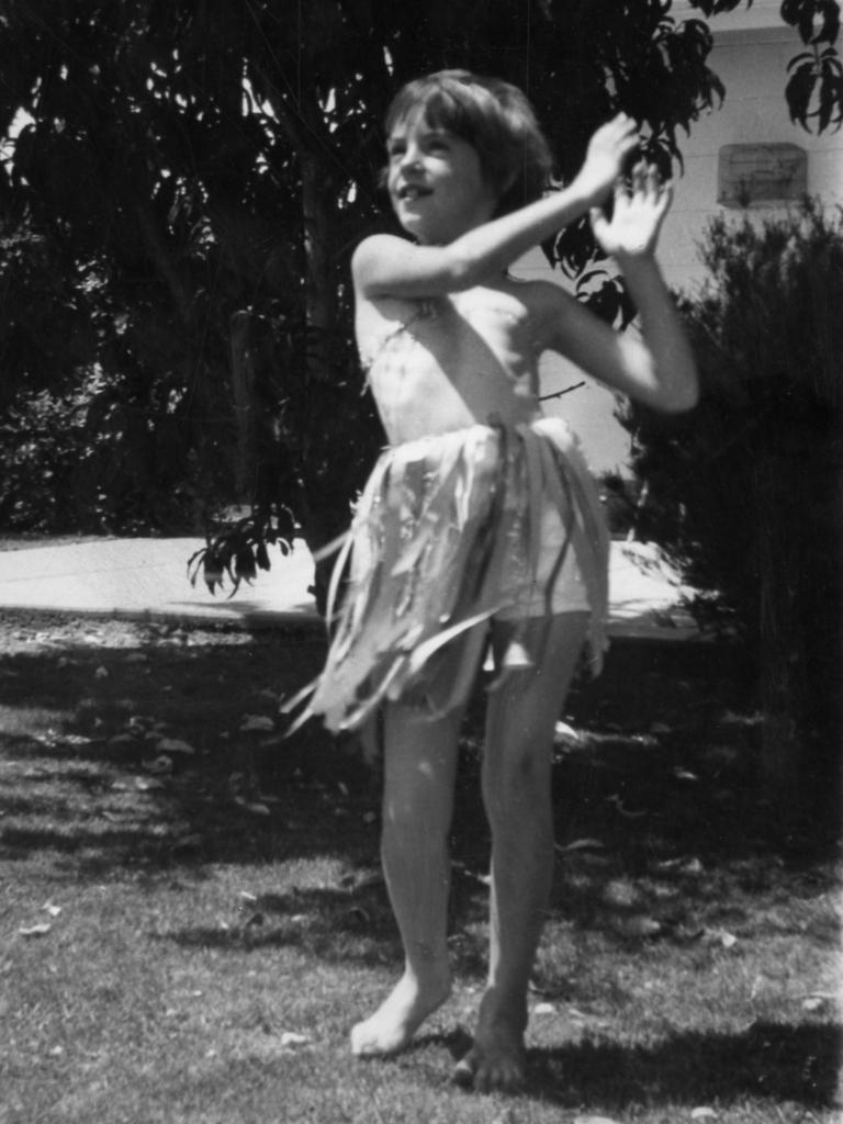 <p>Jane Beaumont dances while wearing a costume.</p>