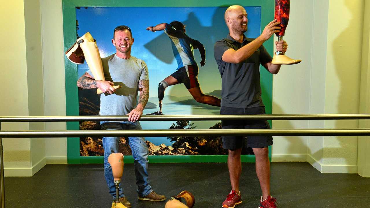 SERIOUS WORK: Aiden O'Sullivan and Dewet Heyns have created a custom-made prosthetics business in Nambour called Dynamic Prosthetics and Orthotics. Picture: John McCutcheon