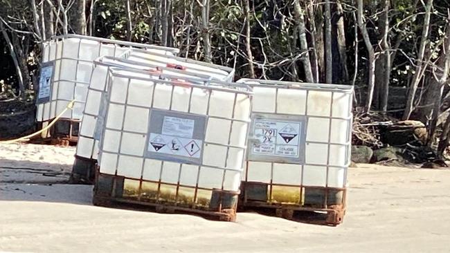 Chemical storage containers at the entrance to Couran Cove.