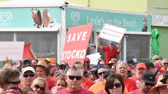 More than 2000 protesters turned up to Stockton Beach on Sunday. Supplied.