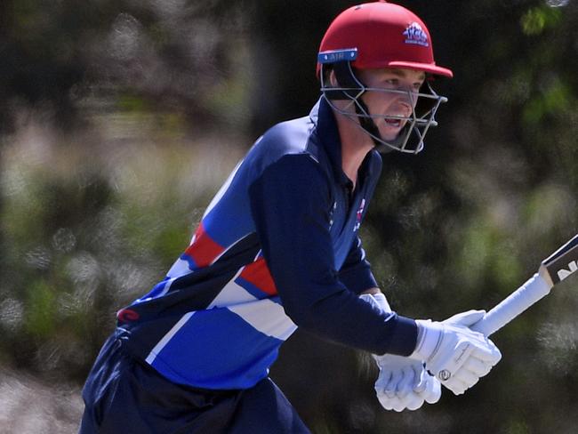 Dylan Brasher during the Premier Footscray v Fitzroy Doncaster cricket match in Footscray, Saturday, Feb. 22, 2020. Picture:Andy Brownbill