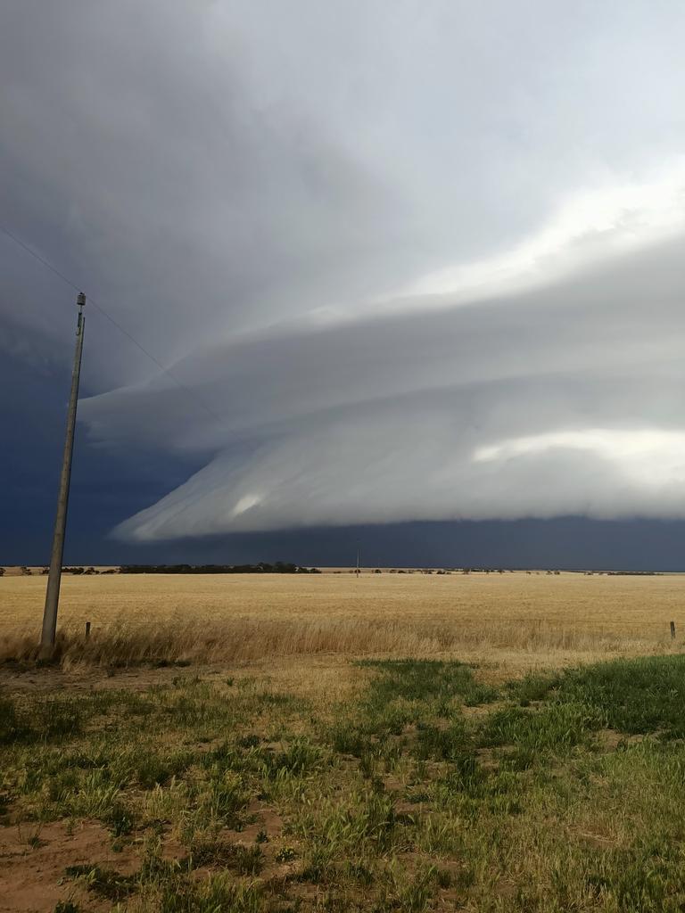 The storm front moves across Murdinga on Thursday morning. Picture: Paul Pearce