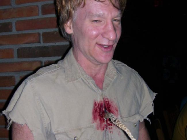 Comedian Bill Maher as Steve Irwin in his Halloween costume with a stingray barb sticking out of his chest in 2006. Picture: News Limited