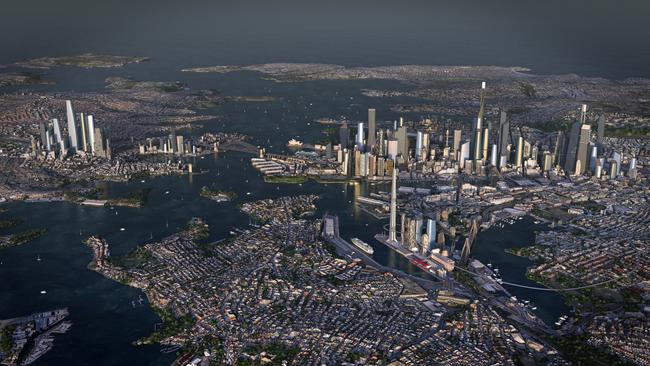 How Sydney will look by 2040. Picture: 3D rendering created by Arterra Interactive