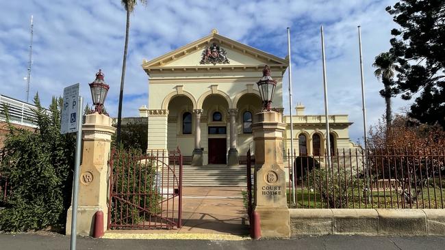 Outside the gates of the courthouse in Dubbo where Kyle Peacock appeared via audio visual link in the district court.