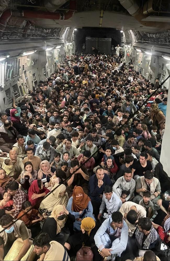 US air force flight Reach 871 carries 640 people escaping Afghanistan. Picture: Defenseone.com