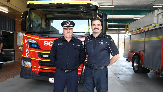 Peter Tognolini will be stationed at Cairns City fire house while his father, Stephen Tognolini nears retirement after a long career as a fireman. Picture: Emma Cam