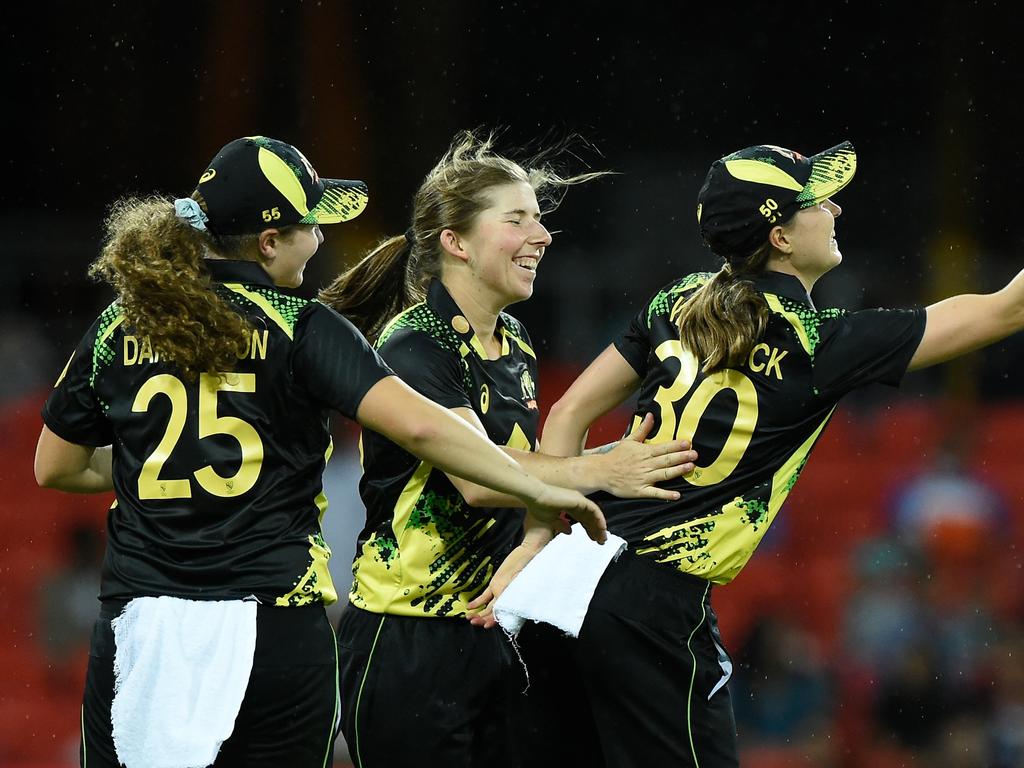 Young guns Hannah Darlington, Georgia Wareham and Tayla Vlaeminck are among those seen as the future of the Aussie team. Picture: Getty Images