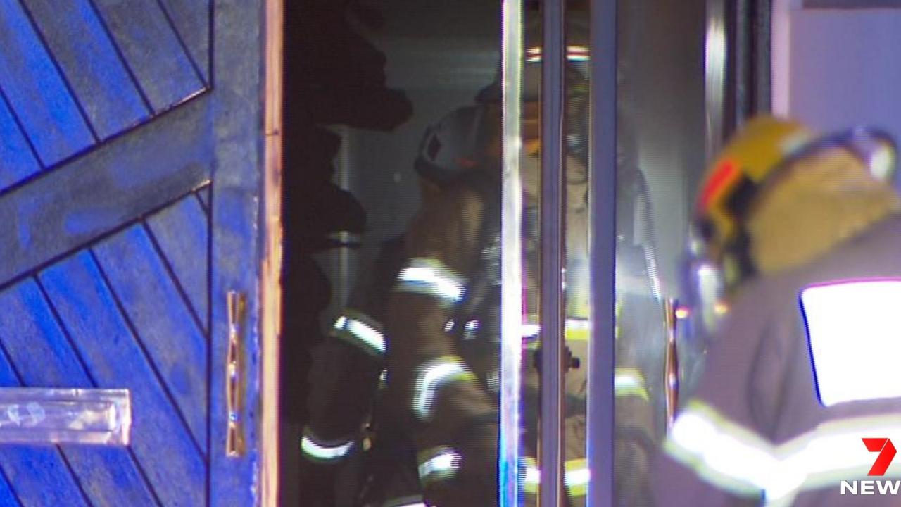 Firefighters at the scene of the firebomb attack in January 2021. Pictures: 7 News Adelaide