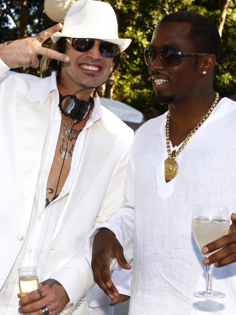 The music mogul’s parties were an A-list affair, Diddy pictured here with Tommy Lee. Picture: Mat Szwajkos/CP/Getty Images for CP