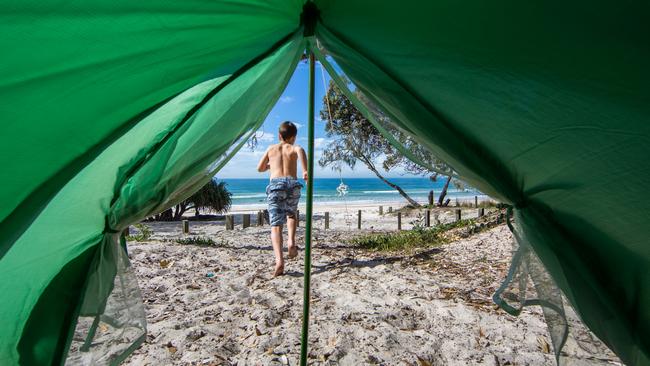 Camping at Bribie Island.