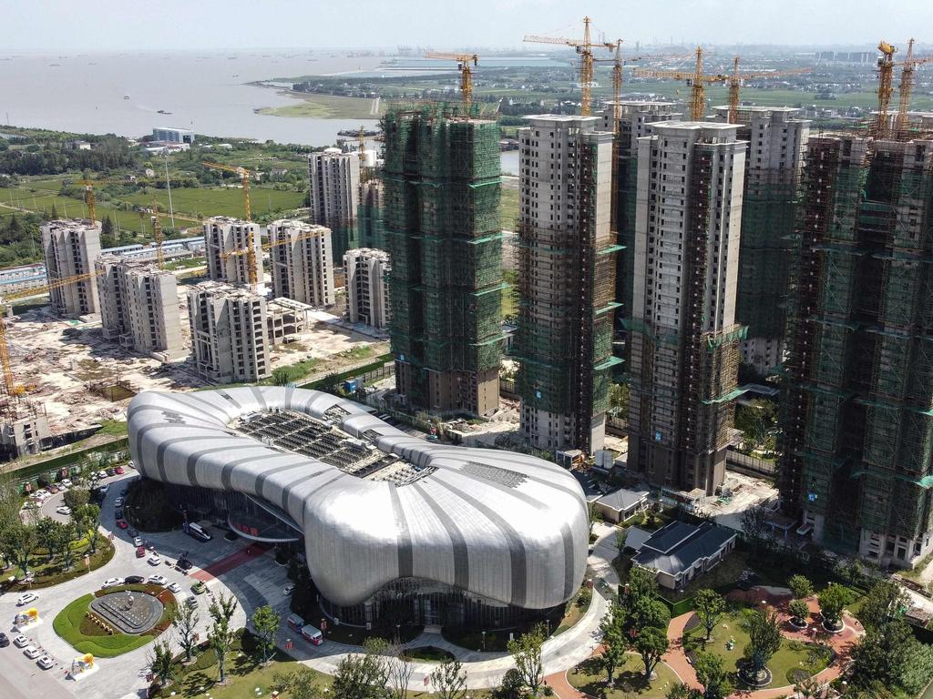 The halted under-construction Evergrande Cultural Tourism City in Taicang. Picture: Vivian Lin/AFP