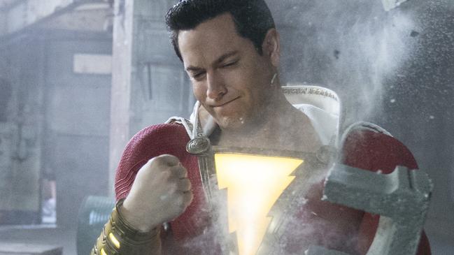 This image released by Warner Bros. shows Zachary Levi, right, and Jack Dylan Grazer in a scene from 