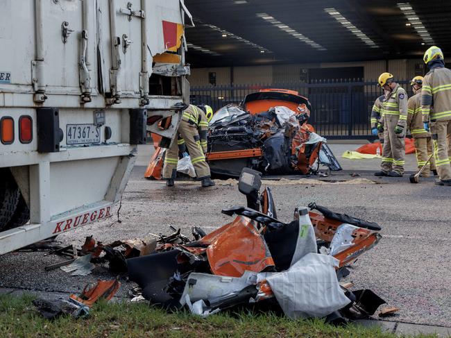 The driver was taken to hospital with non-life-threatening injuries. Picture: David Geraghty