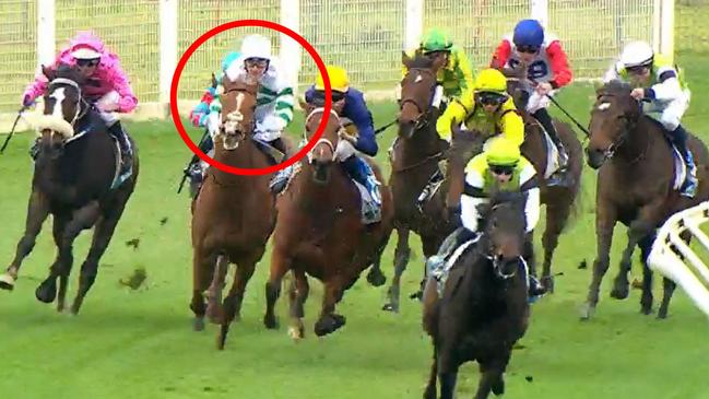 Sea Of Lights (circled) made good ground at Ballarat first up and is primed to break her maiden at Seymour on Tuesday. Picture: Screengrab