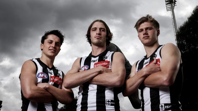 (L-R) Pies 2019 draftees Trent Bianco, Trey Rusco and Jay Rantall.