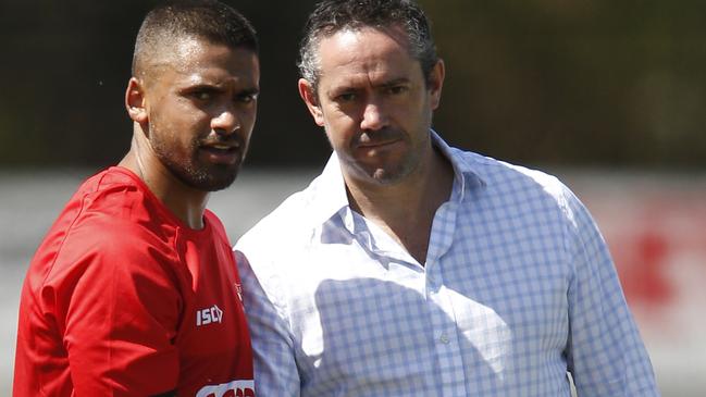 Hill with Saints footy boss Simon Lethlean.