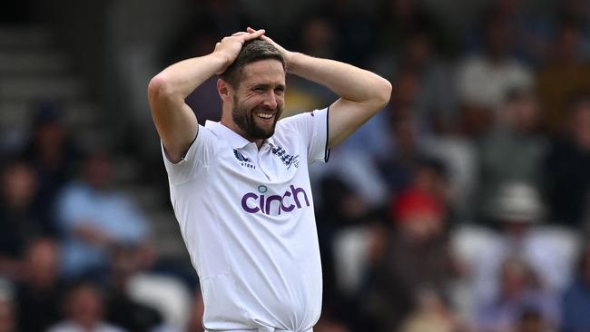 Chris Woakes on day one of the third Ashes Test. Picture: AFP